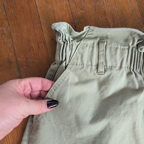 ASOS High Waisted Paperbag Light Green Shorts - Picture 3 of 15